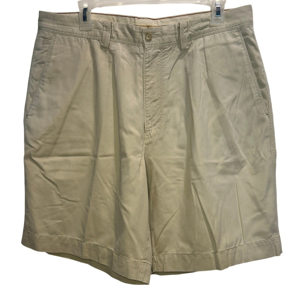 Tommy Bahama‎ Chino Shorts 34 Men's Khaki Tan Cotton Tencel Stretch Flat Front